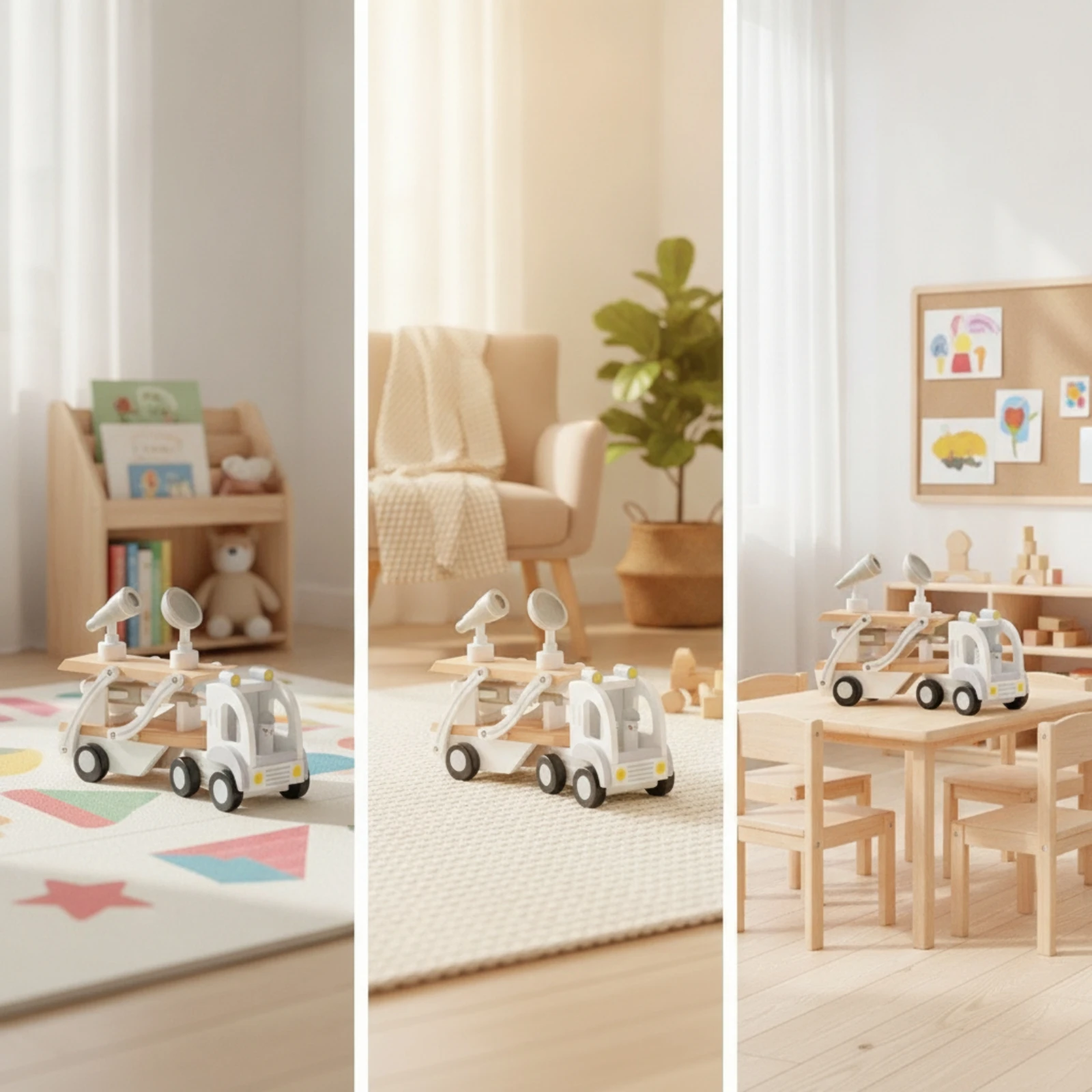 Wooden Toy Truck Interactive Aviation Transport Truck Developmental Screenunplugged for Children, Playroom, Daycare
