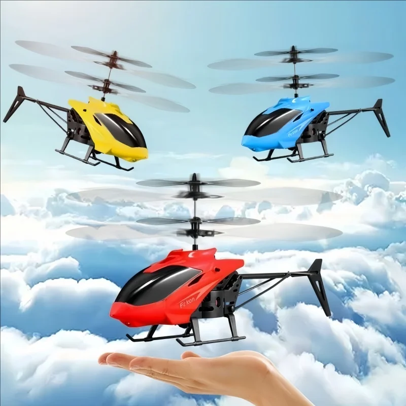 Induction Two-Way RC Helicopter Rechargeable, Anti-Drop Electric Luminous Aircraft Model for Indoor Hover