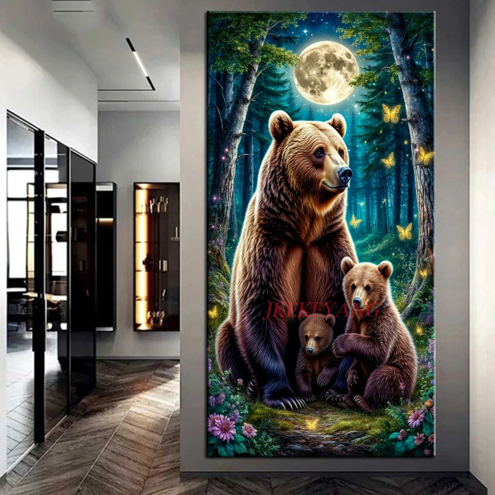 The Bear Family in the Forest DIY Diamond Painting Cross Stitch Kit Full Drills Diamond Mosaic New Collection Home Decor Gift