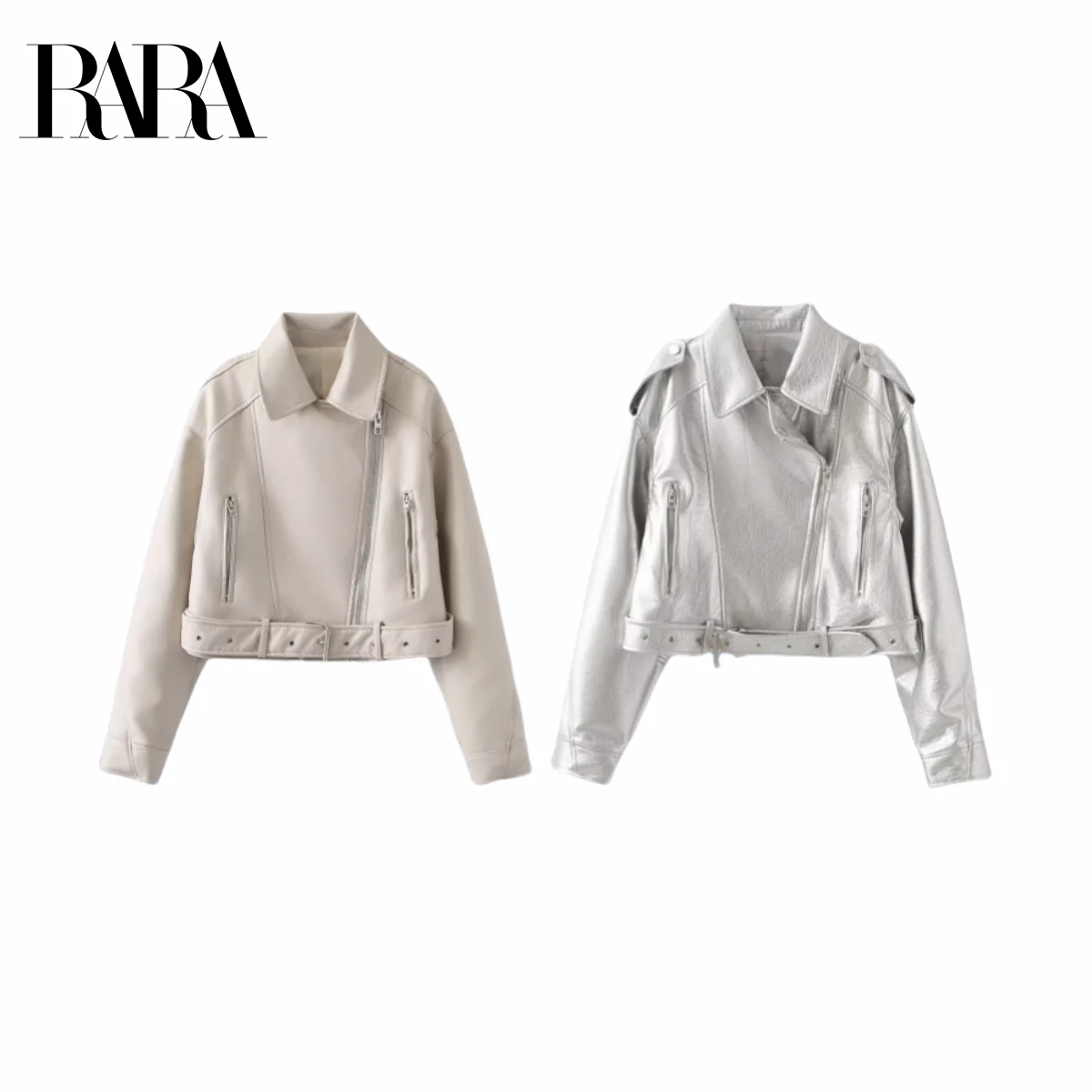 

RARA2025 autumn new women's casual fashion simple loose temperament personality all-match motorcycle leather jacket