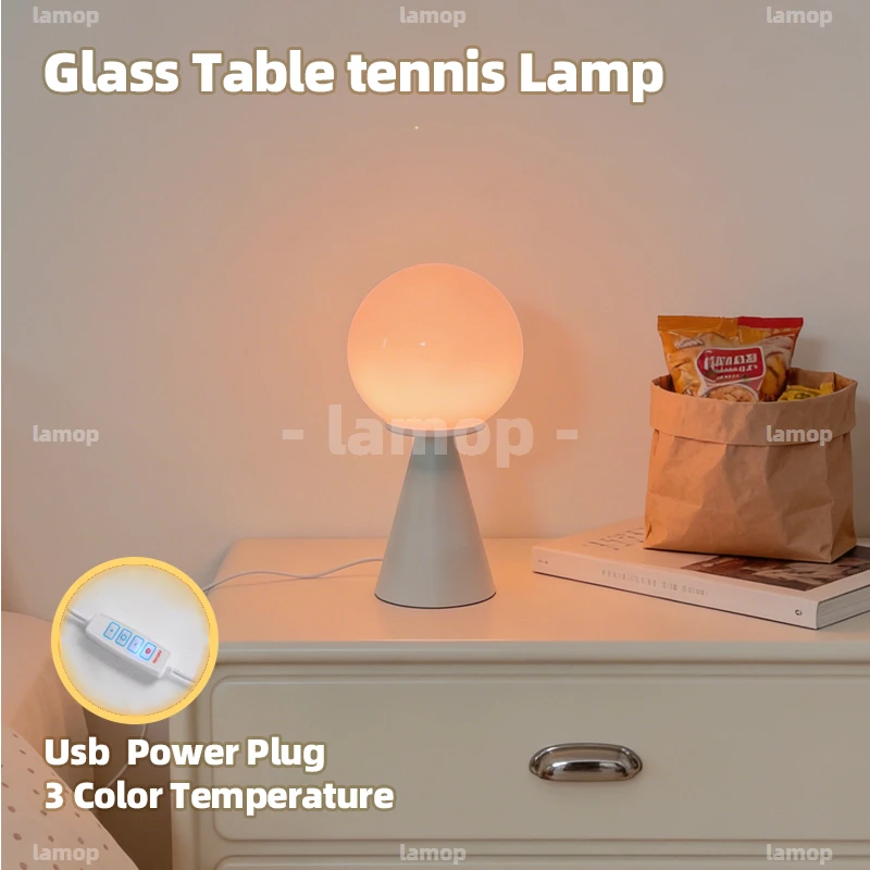 Glass Cozy Glow Full‑Sphere Tapered Base Table Lamp Farm Casual 3 Tone Soft Radiance Study Side Table Shelf Decor