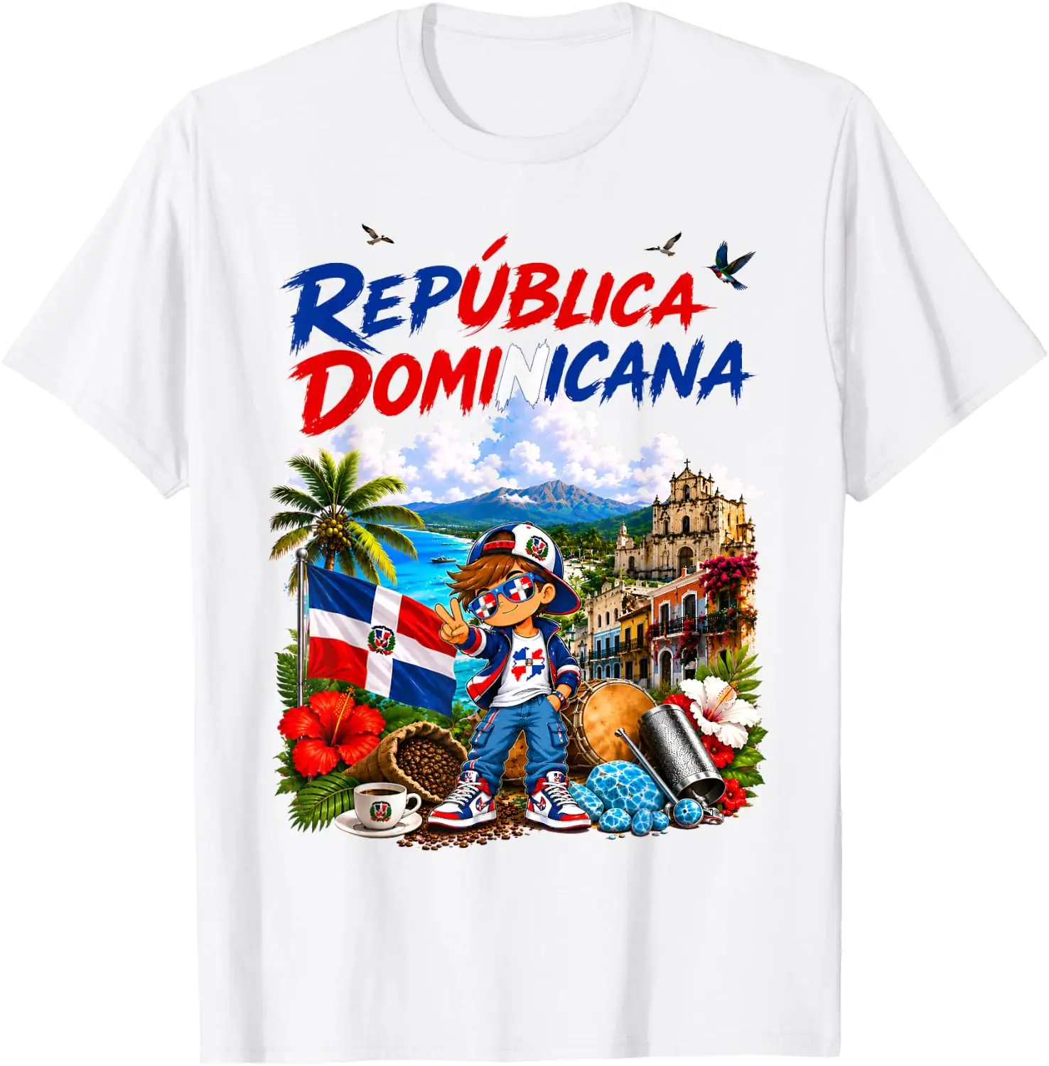 Dominicano Outfit Idea For Kids Dominican Republic Flag T-Shirt Premium heavyweight pure cotton—stylish, versatile, and unisex; a perfect Christmas gift suitable for year-round wear.