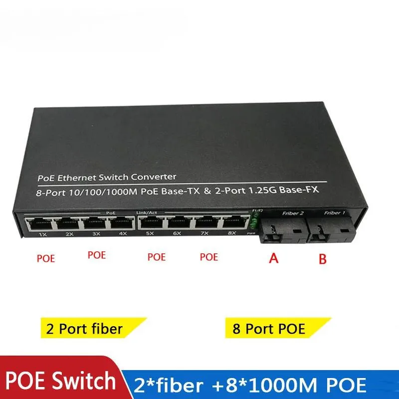 POE switch 4 POE 2 fiber 2F5GE Gigabit Ethernet switch media converter Fiber Optical UPlink Port 10/100/1000M 65W 52V1.25A