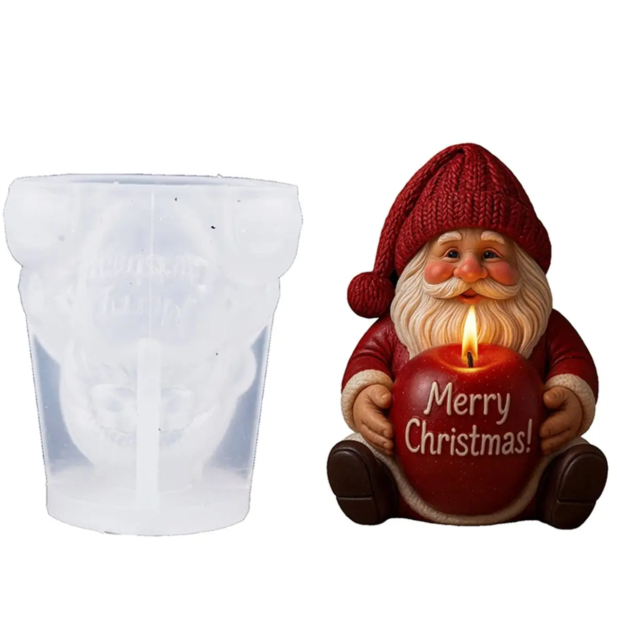 Christmas Candle Mold 3D Santa Claus Shaped Silicone Mold for Soap Candle Making DIY Craft Baking Chocolate Candy Jello