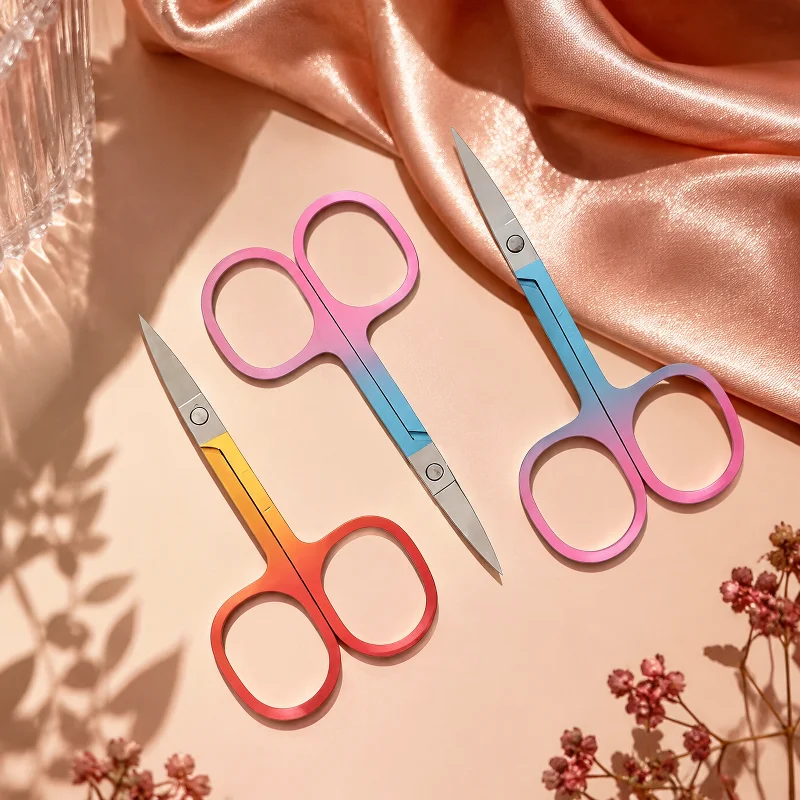 1/2/3pcs Gradient Stainless Steel Small Scissors, Precision Beauty Scissors for Eyebrow, Nail, Cuticle and Craft Trimming