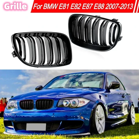 Решетка Радиатора Для BMW E81 E87 E82 E88 128i 130i 135i 2008-2013, Передняя, Гоночная, Двойная Сетка, Черная С Блестками