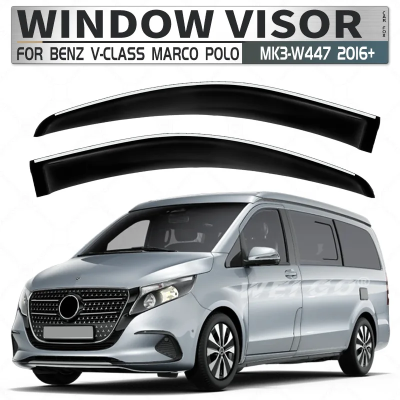 

2Pcs For BENZ V-CLASS Marco Polo 2016+ Car Window Visor Awning Shelters Windshield Side Window Rain Sun Shade Auto Accessories