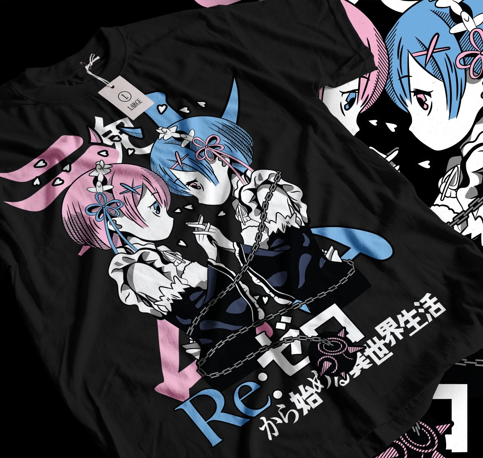 Camiseta Rem Re Zero, camiseta bonita Re Zero Ram Kawaii, Top de moda holgado y cómodo de algodón puro de verano para hombres y mujeres