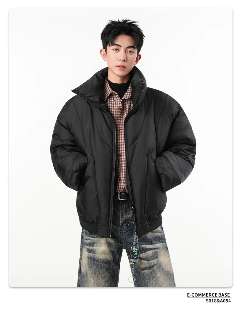 IEFB Faux Suede Warm Padded Winter Jacket For Men Retro Oversized Stand Collar Zip Casual Thick Outerwear Coat 9X4141