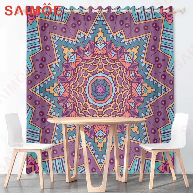 

Bohemia Curtain Set India Mandala Flower Geometric Printed Bath Curtains Wall Screen Living Room Bathroom Kitchen Home Decor