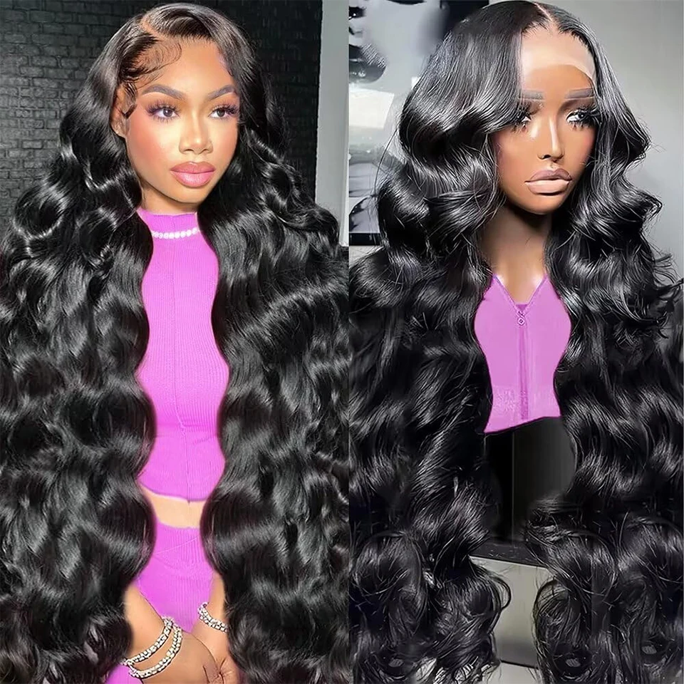 

13x4 Body Wave Lace Front Wig Preplucked Brazilian 34inch Glueless Body Wave Lace Front Wigs Human Hair Natural Color Density180