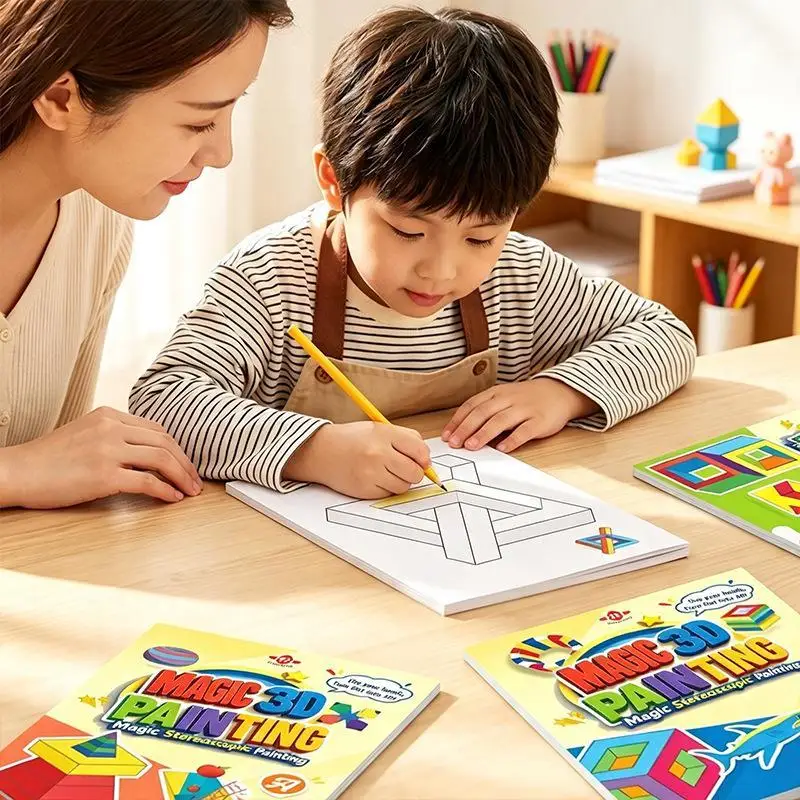 Kids 3D Stereo Art Learning Doodle Sketchbook Funny Graffiti Painting Notebook for Kindergarten Classroom