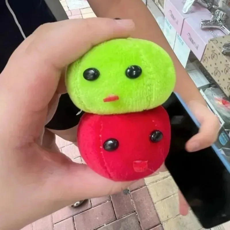 Abstract Ugly Cute Tongue Out Apple Funny Plush Keychain Bag Pendant Creative Fruit Keyring Accessory Gift for Friends Couple