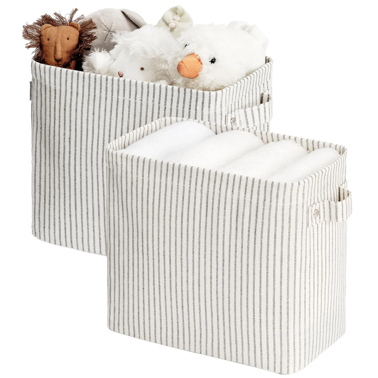 

Slim Space-Saving Fabric Organizers,Rectangular Storage Bins with Handles for Shelves & Closets,2-Pack,Perfect for Home