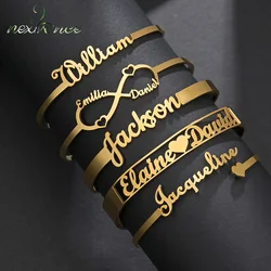 Pulseras personalizadas de acero inoxidable para hombre y mujer, brazaletes con letras y nombre, joyería de boda, regalo, 20 estilos