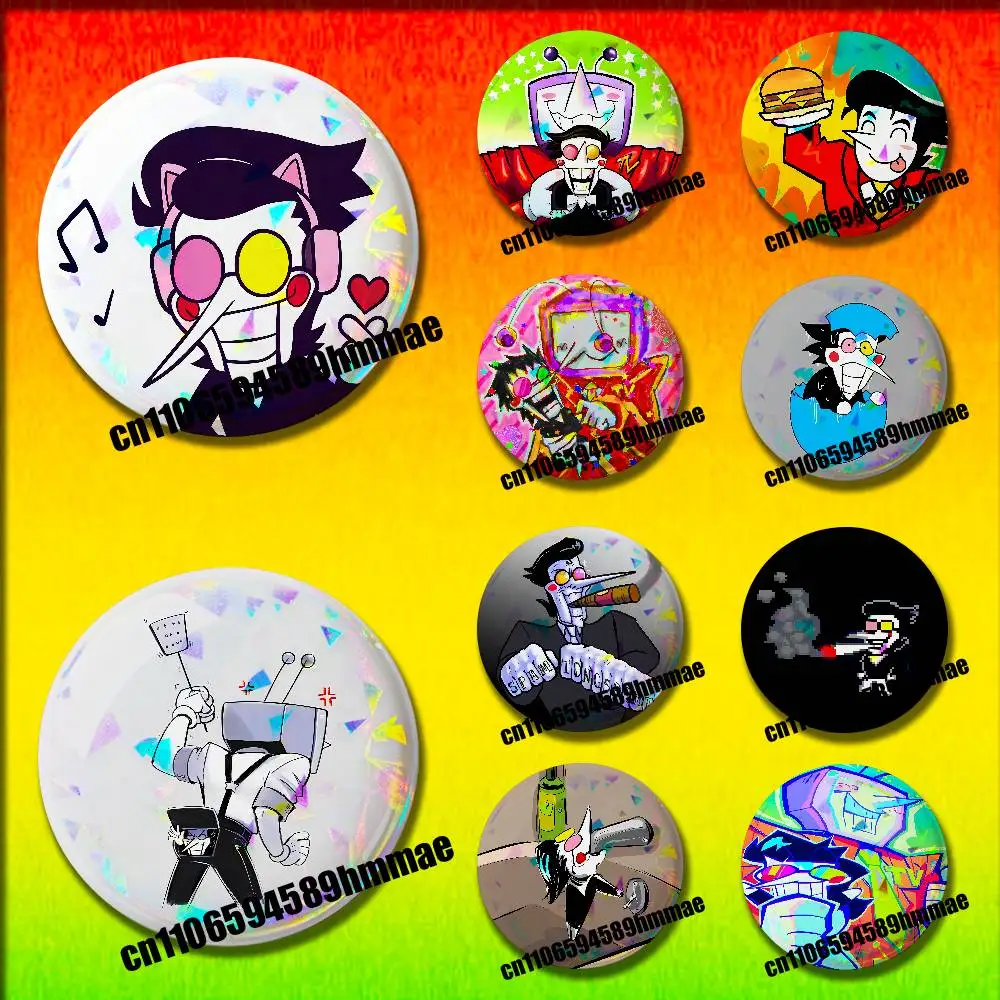 

Game D-Deltarune Spamton Round Pins Insignia Badge Cover For Ornament 58mm 32mm Brooch Button Cosplay