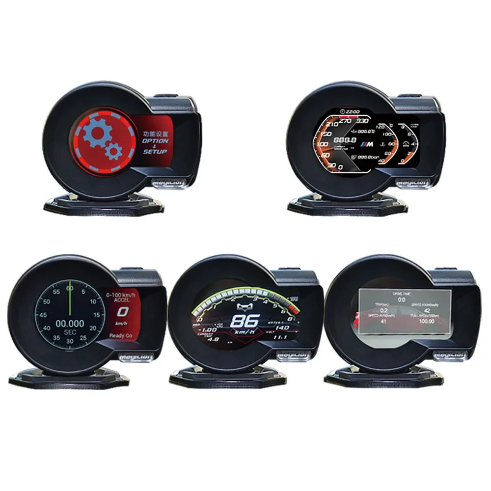 OBD2 Head Up Display, Magician F835 Multi-Function Gauge for Boost Voltage Speed Water Oil Temp, Car Meter with Alarm