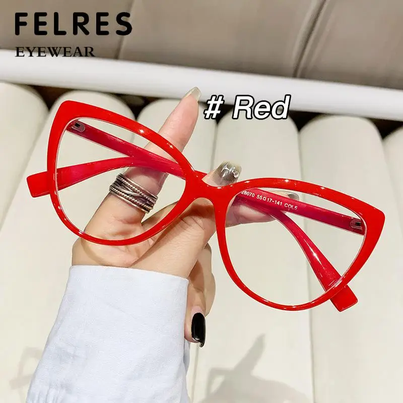 Ultralight Anti Blue Light Cat Eye Reading Glasses Women Antifatigue Presbyopia Eyeglasses Transparent Fashion Eyewear FELRES