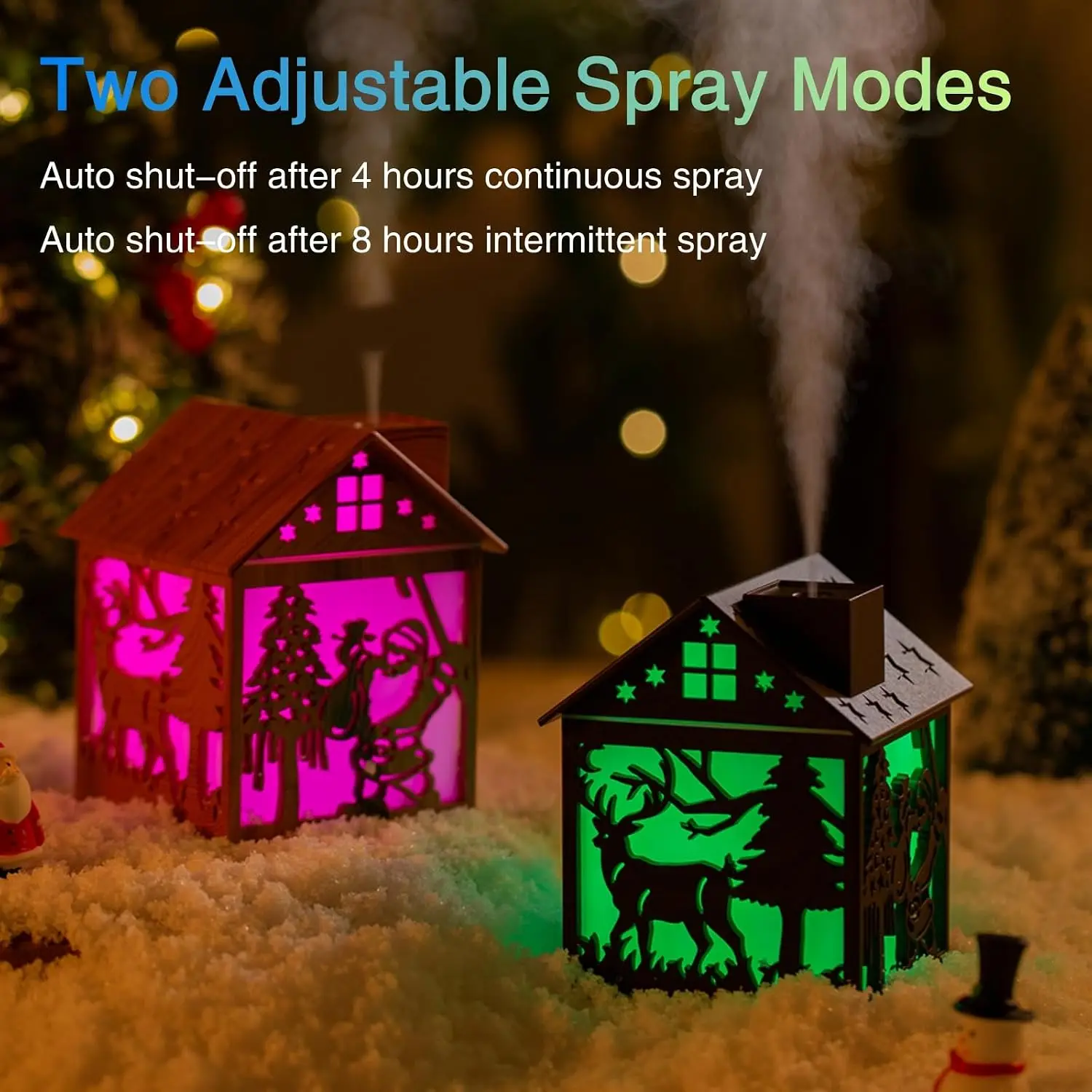2026 New Upgrade Colorful Cool Mini Humidifier, Cabin Styling With Christmas Theme，USB Personal Desktop Humidifier 2 Mist Modes