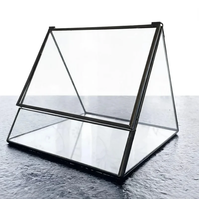 Micro Landscape Triangle Glass Geometric Terrarium Moss Plant Tank Glass Flower Room Ecological Vase Succulent Plant Vase