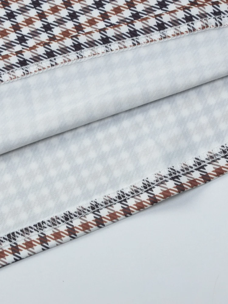 FDYOUI جديد 2025 الخريف منقوشة منتصف العجل فستان الحفلات قطعتين مجموعة الشارع الشهير المرأة خمر كم طويل اقتصاص تي شيرت + تنورة دعوى #6