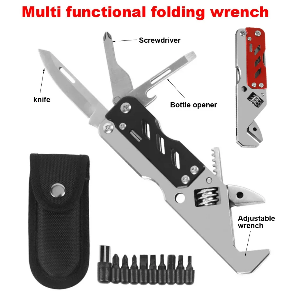 

Multi functional folding EDC wrench stainless steel cross/flat head screwdriver head tools professional adjustable Hand tools