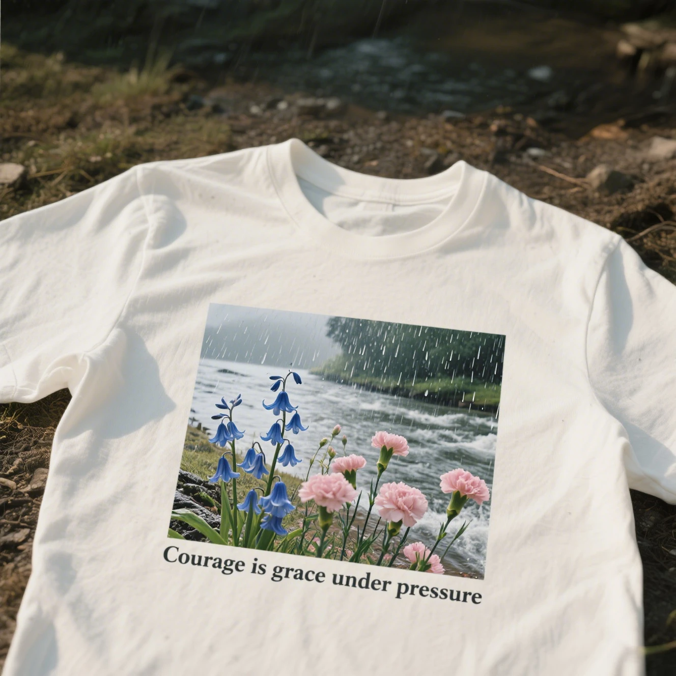 

Riverside Flowers Graphic Printing Summer Luxury Brand Cotton Men's and Women's T-Shirts Short Sleeves Street Fashion Trend