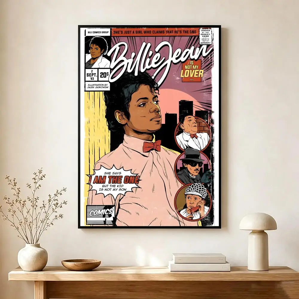 Iconic Singer M-Michael Jackson MJ Poster Lightweight Self‑Adhesive PP Wall Decal for Study Living Room Bedroom Decor Gift