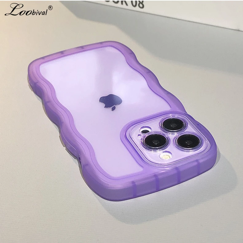 Custodia morbida trasparente con bordo ondulato per iPhone 16 15 14 13 Pro Max 12 11 X Xr Xs Max 7 8 Plus Cover ultra sottile antiurto riccia