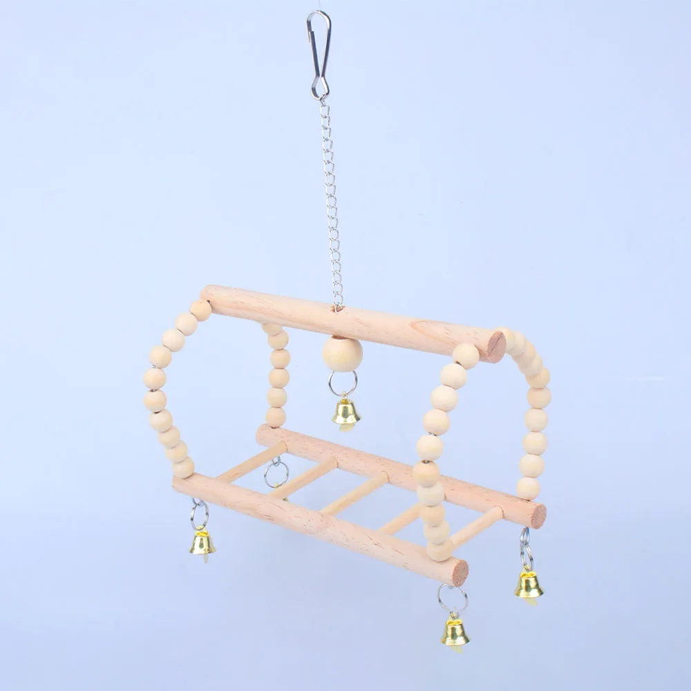 Bird Parrot Toys Wooden Swing Hanging Swing Climbing Ladders Bridge Cockatiels Bird Cage Supplies