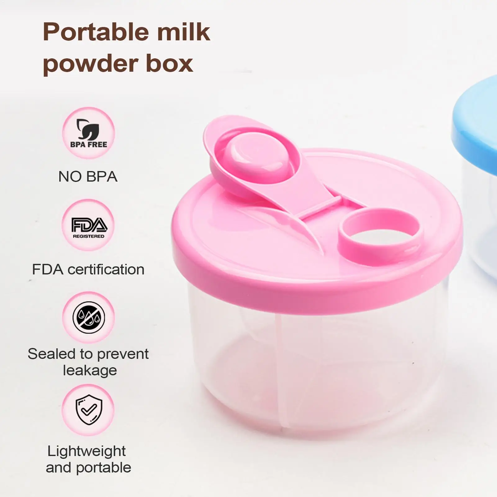 Portable Formula Dispenser Outdoor Milk Powder Box 300ml Travel Formula Box With 3 Compartment For Hospital Roadtrip Outdoor