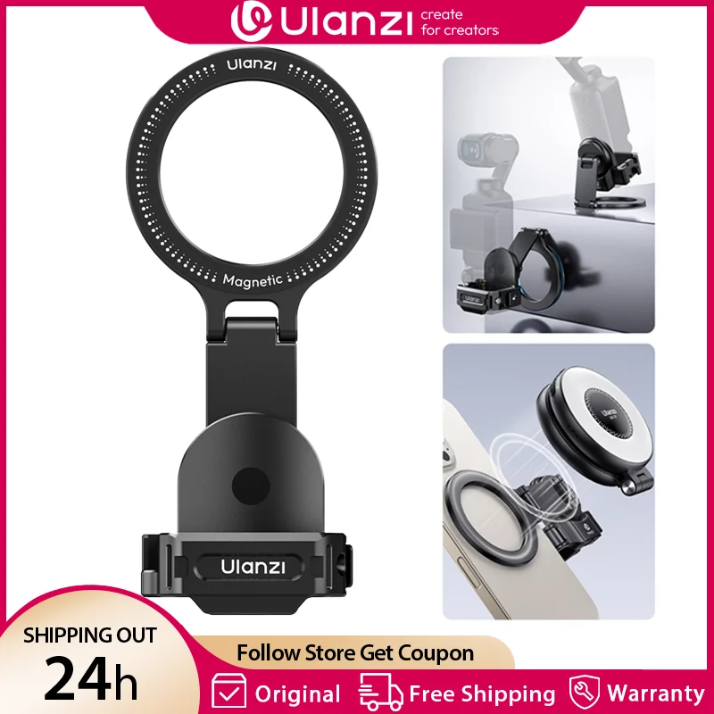 

Магнитный адаптер расширения Ulanzi PM01 Pocket 3 с винтом 1/4 дюйма, крепление для холодного башмака для DJI OSMO Pocket 3, уличный видеоблог Live