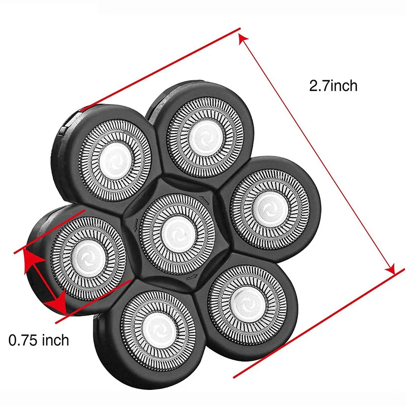 استبدال ماكينة حلاقة الرأس 7 رؤوس بديلة لشعر اللحية لشفرات الحلاقة للرأس للرجال الأصلع Universal Interf