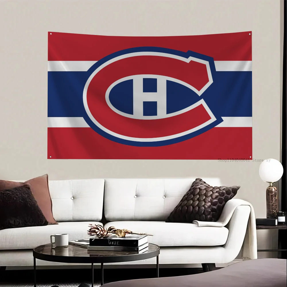 1pc Montreal Canadiens Flag Flags And Banners Four Hole Polyester Outdoor Decor Room Aesthetic