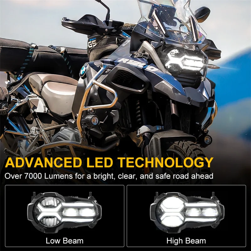 E-Mark Approved LED Headlight for BMW R1200GS 2013-2018 R 1200GS K50 ADV Adventure with Hi-Lo Beam DRL Light Motorcycle HeadLamp