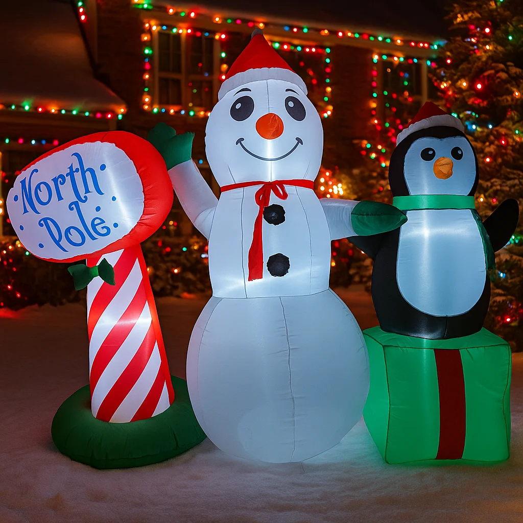 2,2 M/7,2 pies muñeco de nieve inflable pingüino poste Norte luces LED decoración del hogar juguetes patio adornos de Navidad suministros de decoración al aire libre