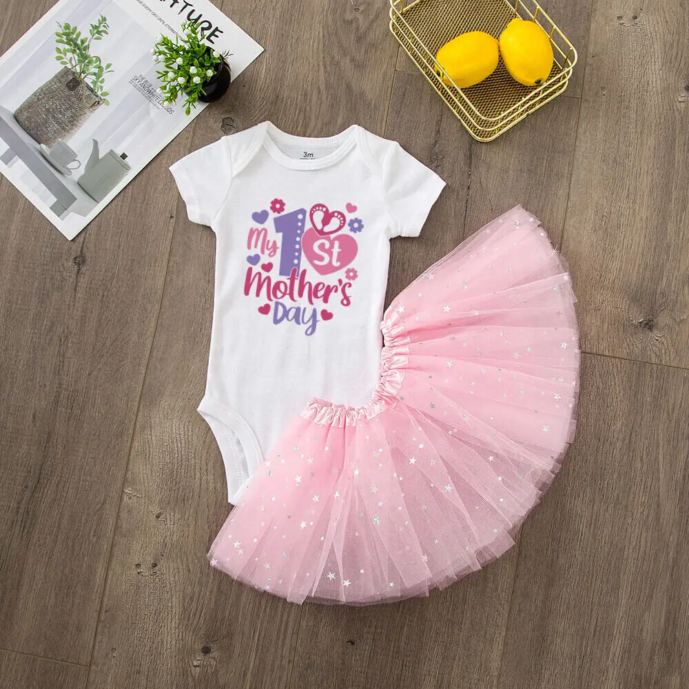 My First Mother's Day Baby Outfit Toddler Girl Mother's Day Tutu Dress Set Baby Shower Gift Girls1st Mothers Day Tutu Dresses