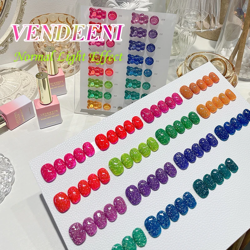 15 OLORS Ultra Cool Fall Nail Deco VENDEENI Neon Reflective Gel Collection Nail Color Gel Polish Nail Color Gel Polish