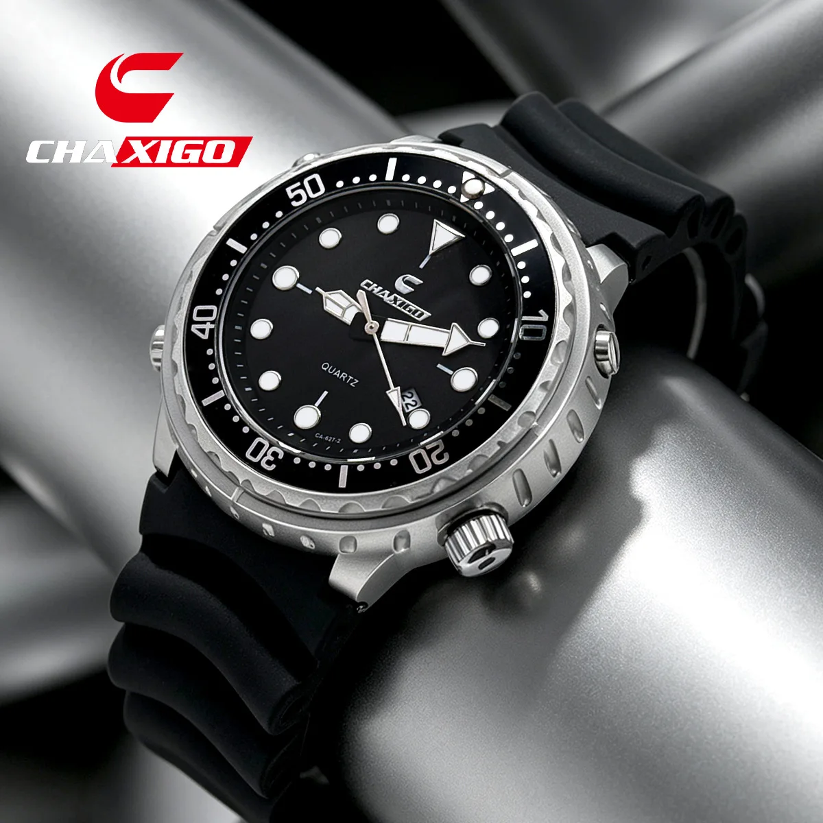 New Men's Quartz Watch Large Dial with Calendar Silicone Wave Wave Strap Business Fashion Water Ghost Luminous Cool Wrist Watch