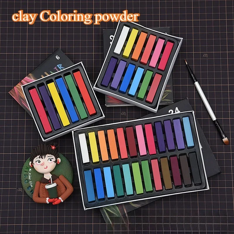 24color Polymer Clay Figure Makeup Chalk DIY Ultra Light Clay Doll Works Painting Coloring Pen Art Decorative Watercolor Pigment