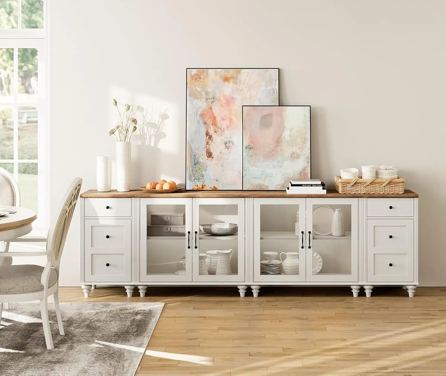 Suporte para TV Grande para TV de 100 Polegadas, Mesa de Console para TV LED de 85, 90, 95 Polegadas, Centro de Entretenimento com Carregamento, Personalizado