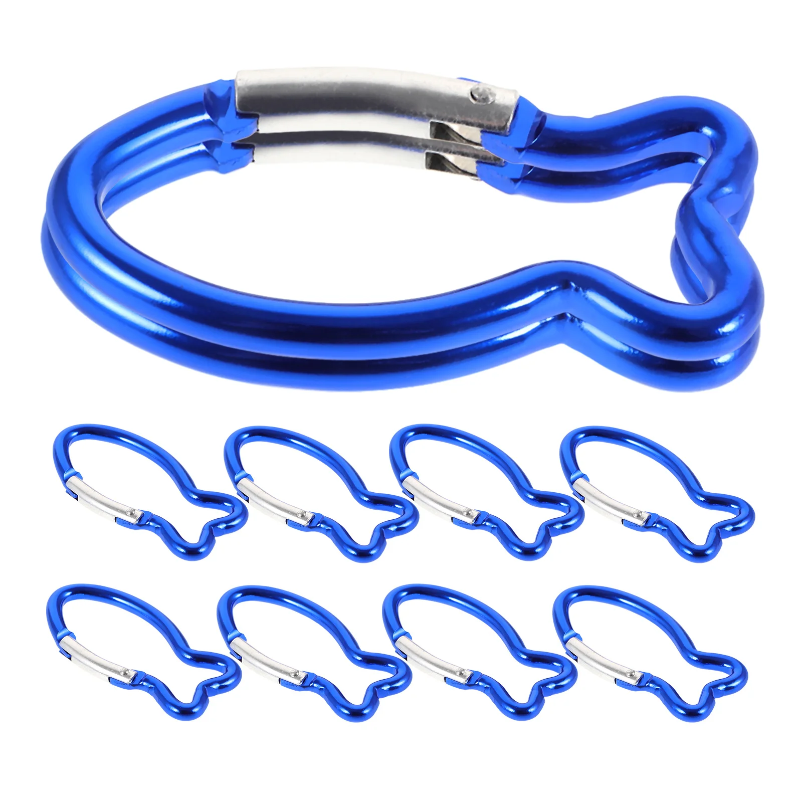 

10pcs Blue Fish-Shaped Outdoor Safety Quick Hanging Climbing Durable Metal Buckles Hiking Backpack Clips Tent Ropes
