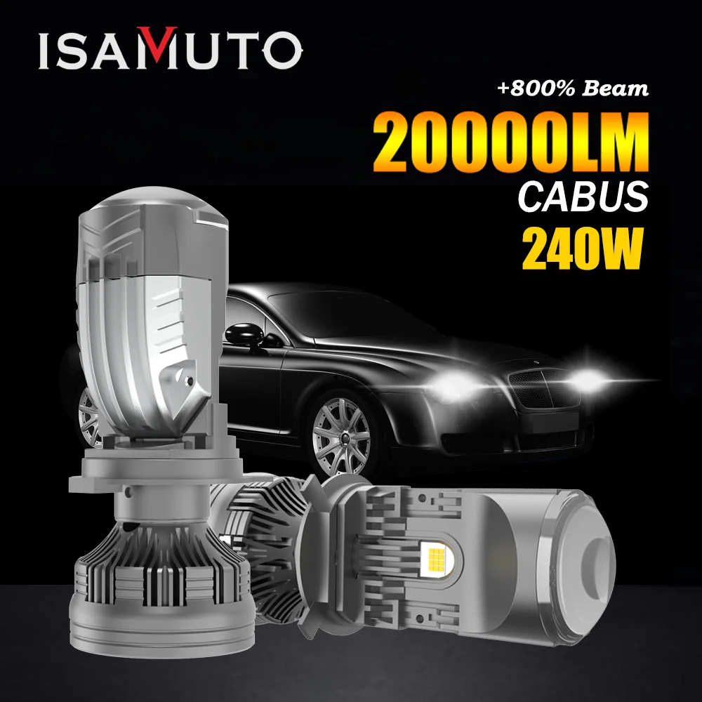 

Светодиодная фара H19 H4 с линзой ISAMUTO FE771L 240W 7000K 20000LM Автомобильная белая лампа Hi/lo