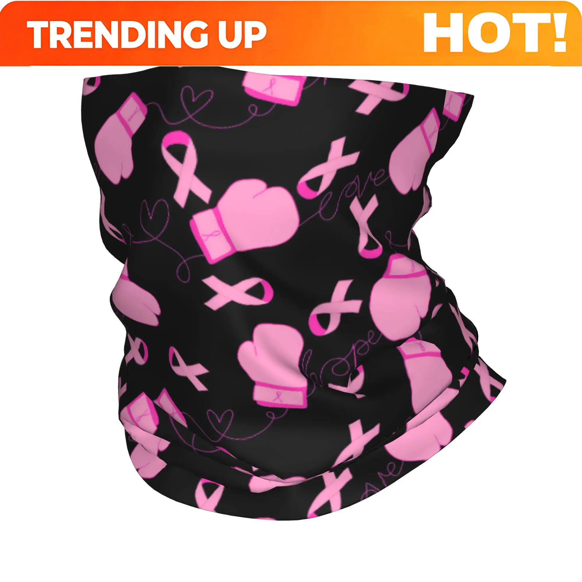 Customization Pink Ribbon Sports Prevention Of Breast Cancer Scarf Neckerchief Neck Face Mask Polyester 2D Print Design