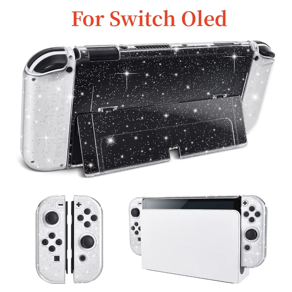 10pcs Clear Shockproof Protective Shell Case for Switch Oled Console Anti-Scratch Protector Skin Cover Dockable Accessories