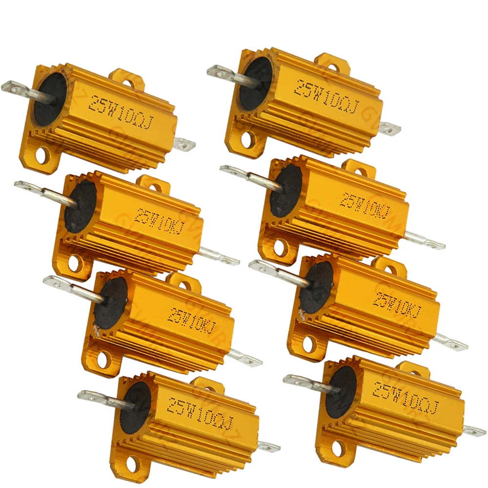 25W 0.01R-30K 1.8R 6.8R  Aluminum Case Power Resistor Wirewound Type Assorted Ohm Values for Electronic Circuits 10R 