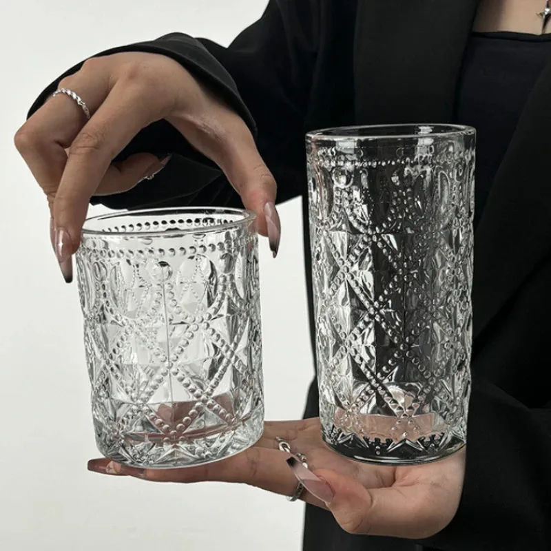 

TOPLIVING 360ml/380ml Classic Carved Wine Glass Creative Cocktail Glass Transparent Drinking Glasses Light Luxury Water Bottle C