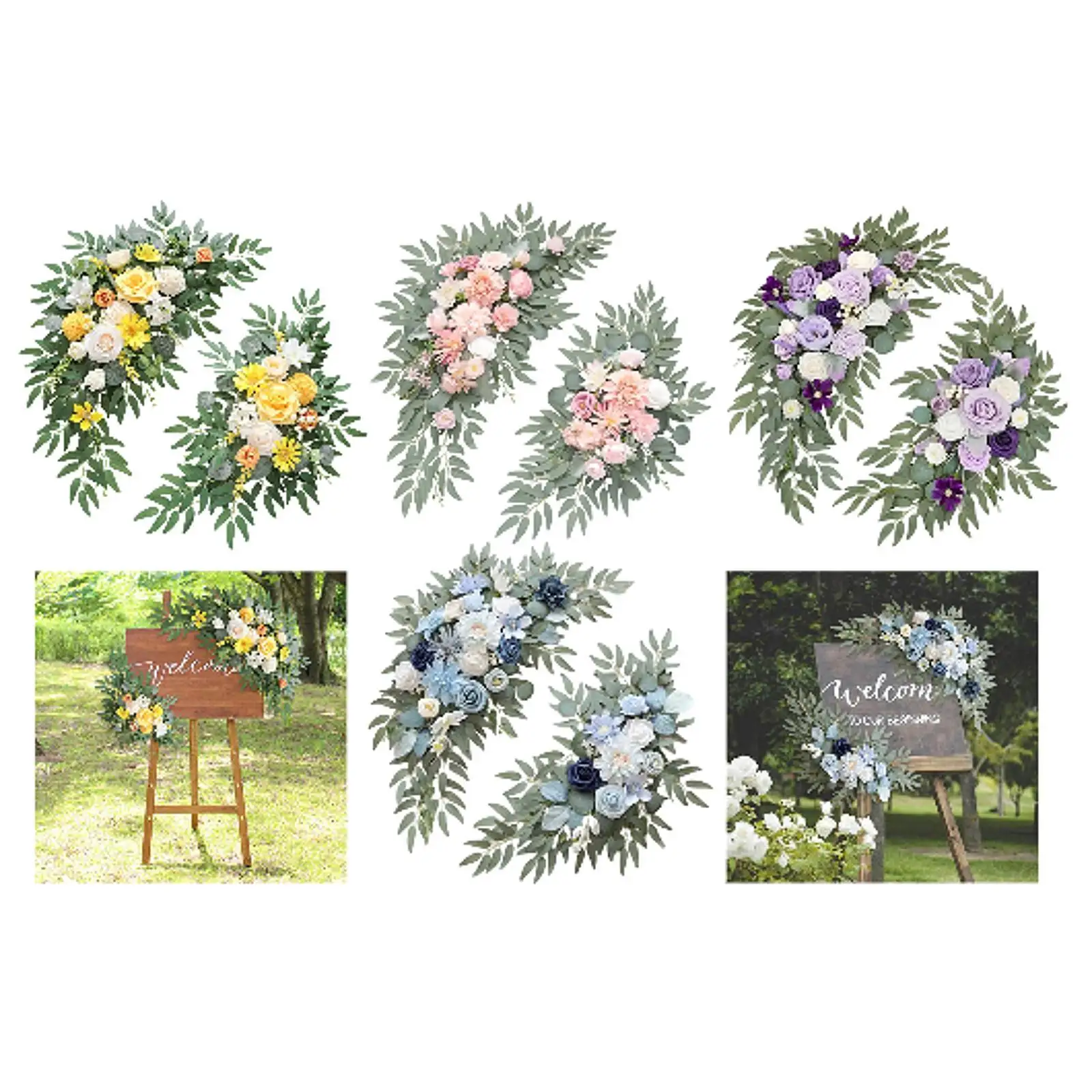 

2x Wedding Arch Flowers with Greenery Leaves for Wedding Wall Valentines Day