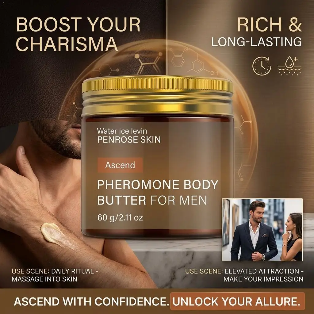 Men Body Butter Lotion 60G Non Greasy Fast Absorb Warm Sensation Pheromone Infused 24H Hydrating For Post Workout Daily Body
