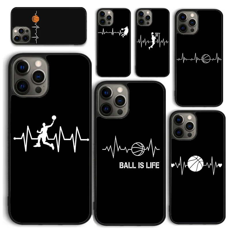 Basketball Heartbeat Heart Pulse Phone Case for iPhone 16 15 14 12 13 PLUS X XS XR 11 PRO MAX Back Cover Fundas Shell